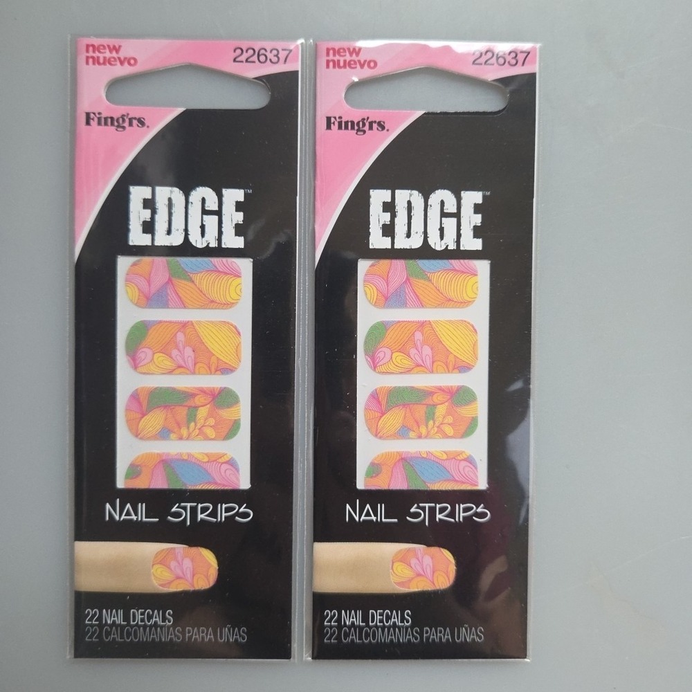 Fing'rs Nail‎ Strips / 22 Nail Decals Per Pack /22637 Lot Of 2